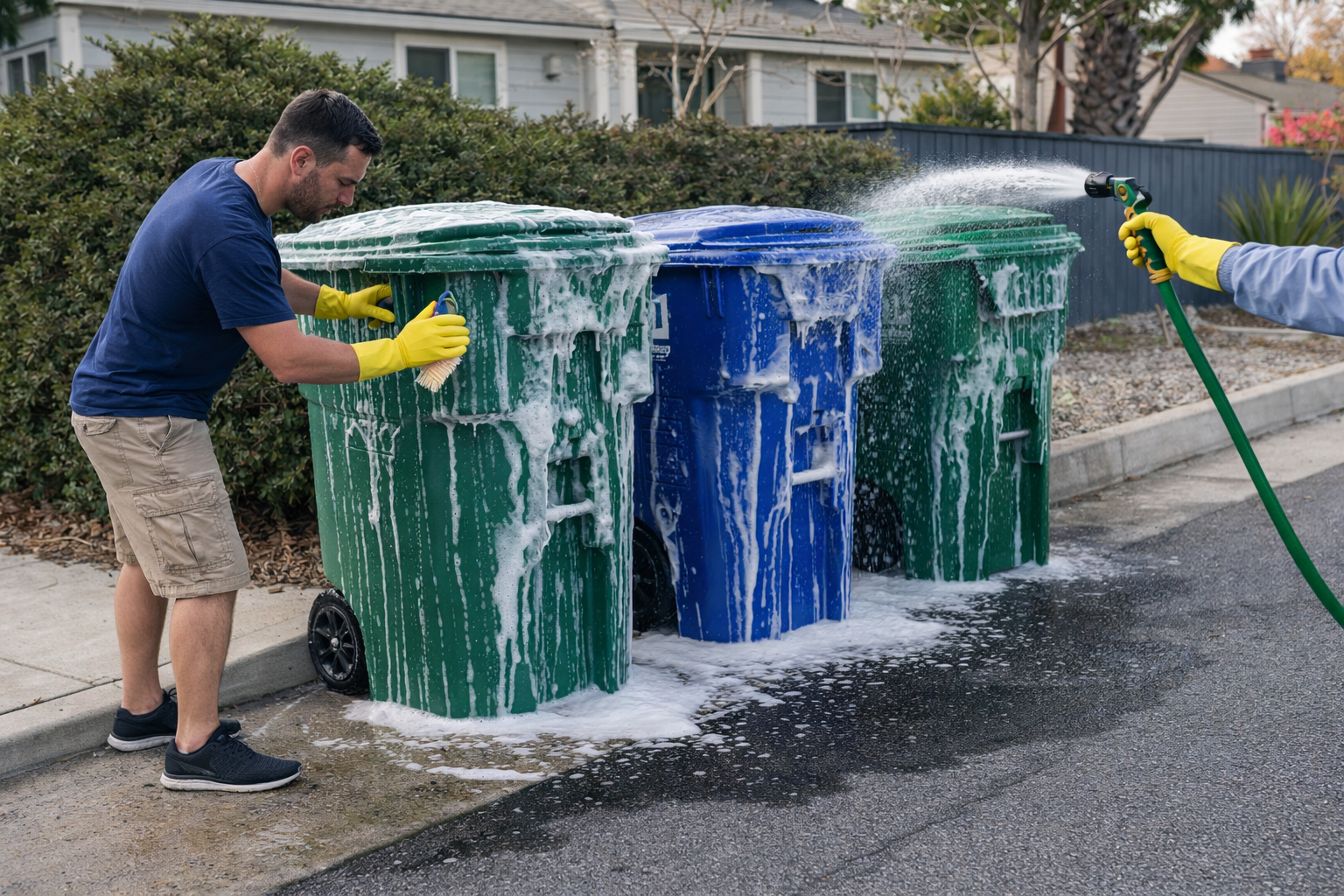 Professional trash bin washing service